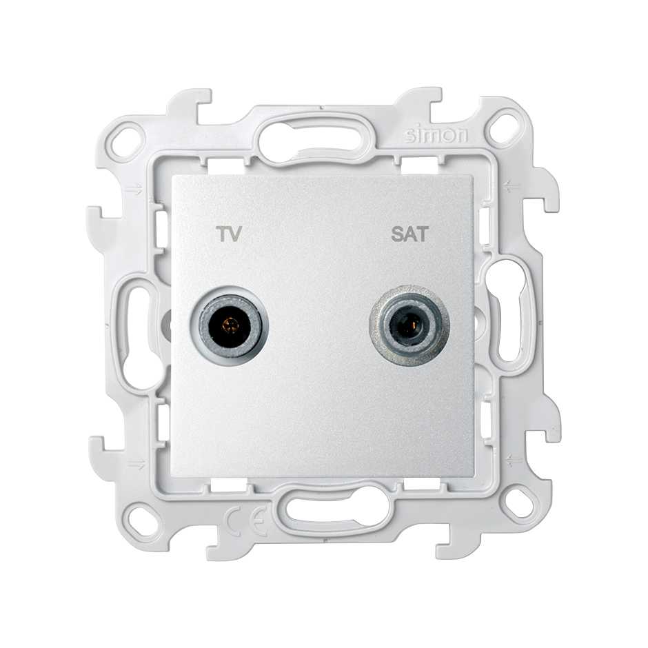 Розетка TV-SAT проходная Simon 24 Harmonie алюминий 2410485-033 2410485-033 - магазин электротехники Electroshop