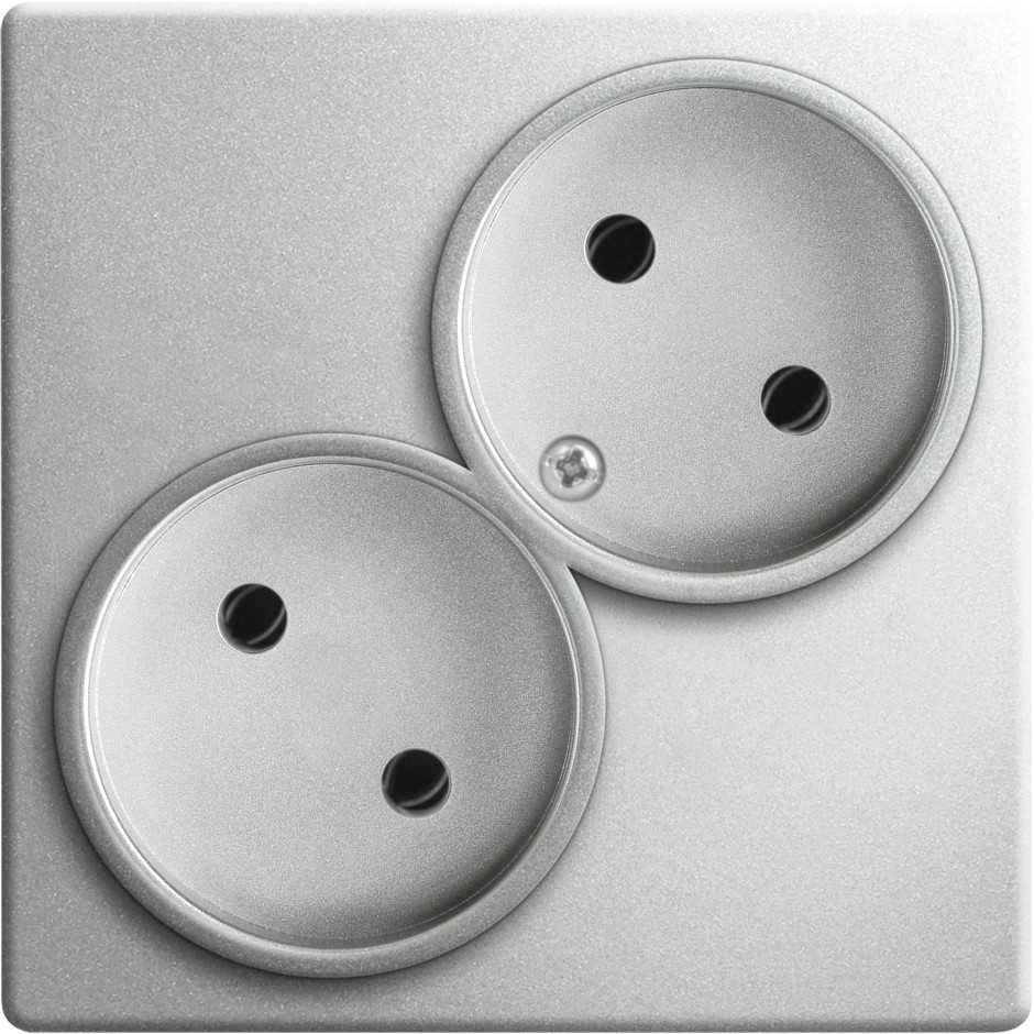Розетка 2х2К без защитных шторок Simon 24 Harmonie алюминий 2450457-033 2450457-033 - магазин электротехники Electroshop