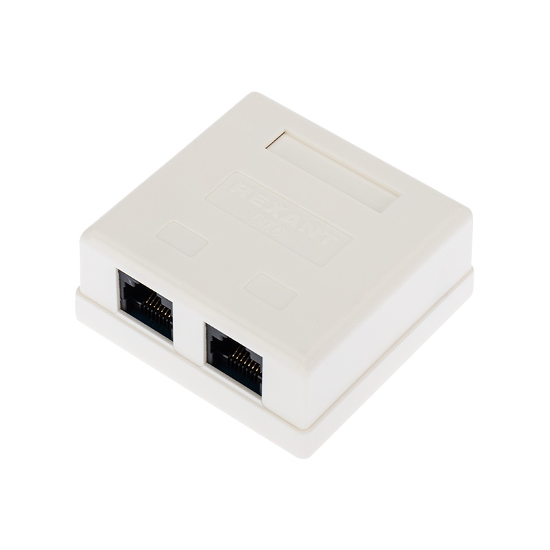 Рoзетка компьютерная внешняя, 2-порта RJ-45 (8P8C), UTP неэкранированная, категория 6, REXANT 03-0136 03-0136 - магазин электротехники Electroshop