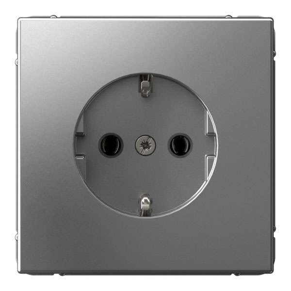 Розетка с заземлением 16А ArtGallery быстрозажимные клеммы сталь Systeme Electric GAL000943S GAL000943S - магазин электротехники Electroshop