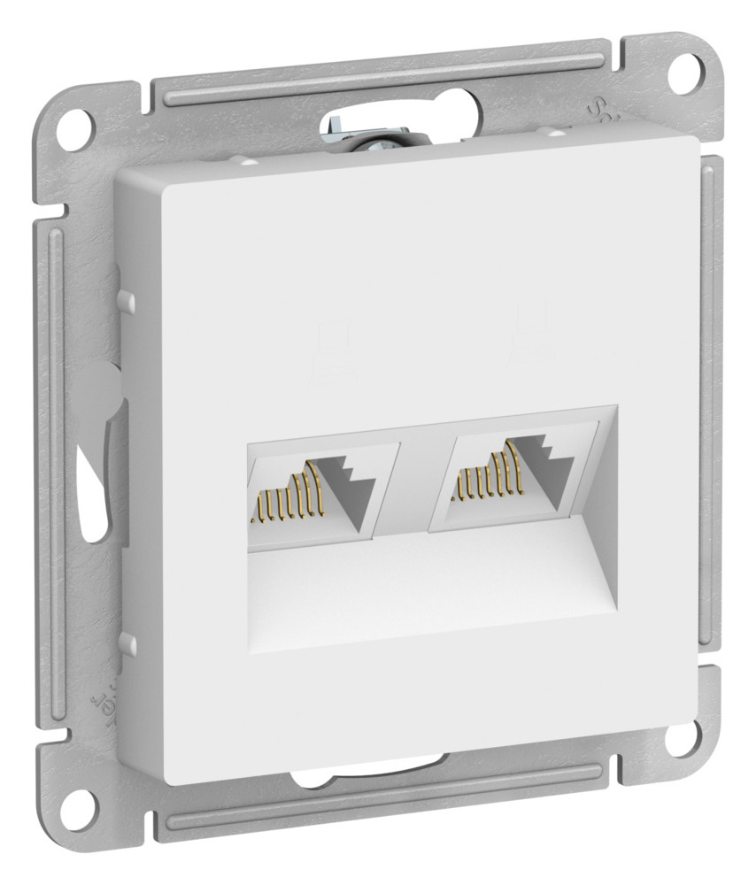 Розетка двойная компьютерная RJ45+RJ45 кат.5E AtlasDesign лотос Systeme Electric ATN001385 ATN001385 - магазин электротехники Electroshop