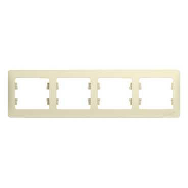 Рамка Schneider Electric Glossa 4-постовая горизонтальная бежевый GSL000204 GSL000204 - магазин электротехники Electroshop