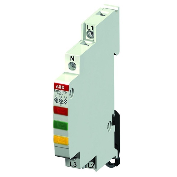 Лампа индикации ABB E219-3CDE 3 светодиода желтый/зеленый/красный 415-250В AC переменного тока 0,5 модуля 2CCA703902R0001 2CCA703902R0001  - магазин электротехники Electroshop