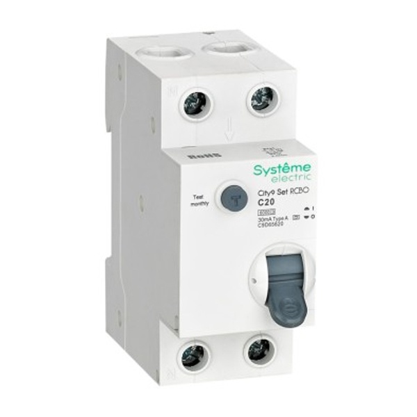 Дифавтомат 1П+Н C20А 30мА тип А однофазный электронный АВДТ 6кА City9 Set Systeme Electric C9D65620 C9D65620 - магазин электротехники Electroshop