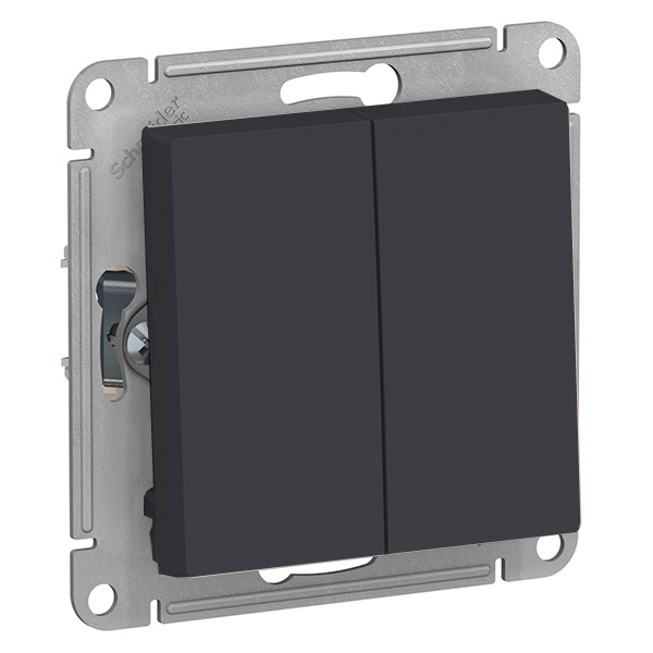 Двухклавишный переключатель 10А AtlasDesign карбон Systeme Electric ATN001065 ATN001065 - магазин электротехники Electroshop
