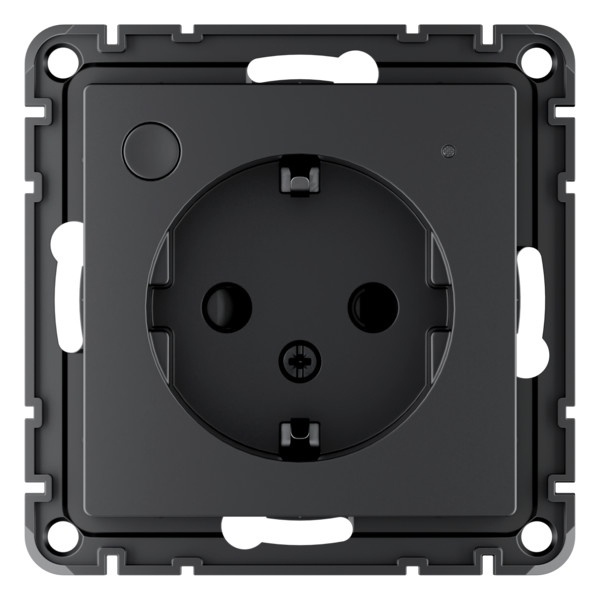 Умная розетка AtlasDesign Sber & Systeme Electric 2P+E 16А шторки Zigbee L+N, карбон ATN001045Z ATN001045Z - магазин электротехники Electroshop