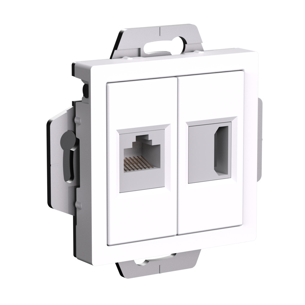 Розетка двойная HDMI+RJ45 кат.5Е AtlasDesign белый Systeme Electric ATN000182 ATN000182 - магазин электротехники Electroshop