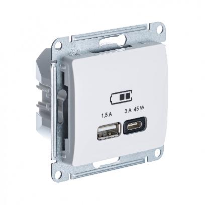Зарядка USB тип А + тип С 45W высокоскоростная зарядка QC, PD Systeme Electric Glossa бежевый GSL000229 GSL000229 - магазин электротехники Electroshop