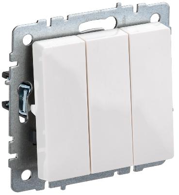 Выключатель 3-клавишный 10А IEK BRITE ВС10-3-0-БрБ белый BR-V30-0-10-K01 BR-V30-0-10-K01 - магазин электротехники Electroshop