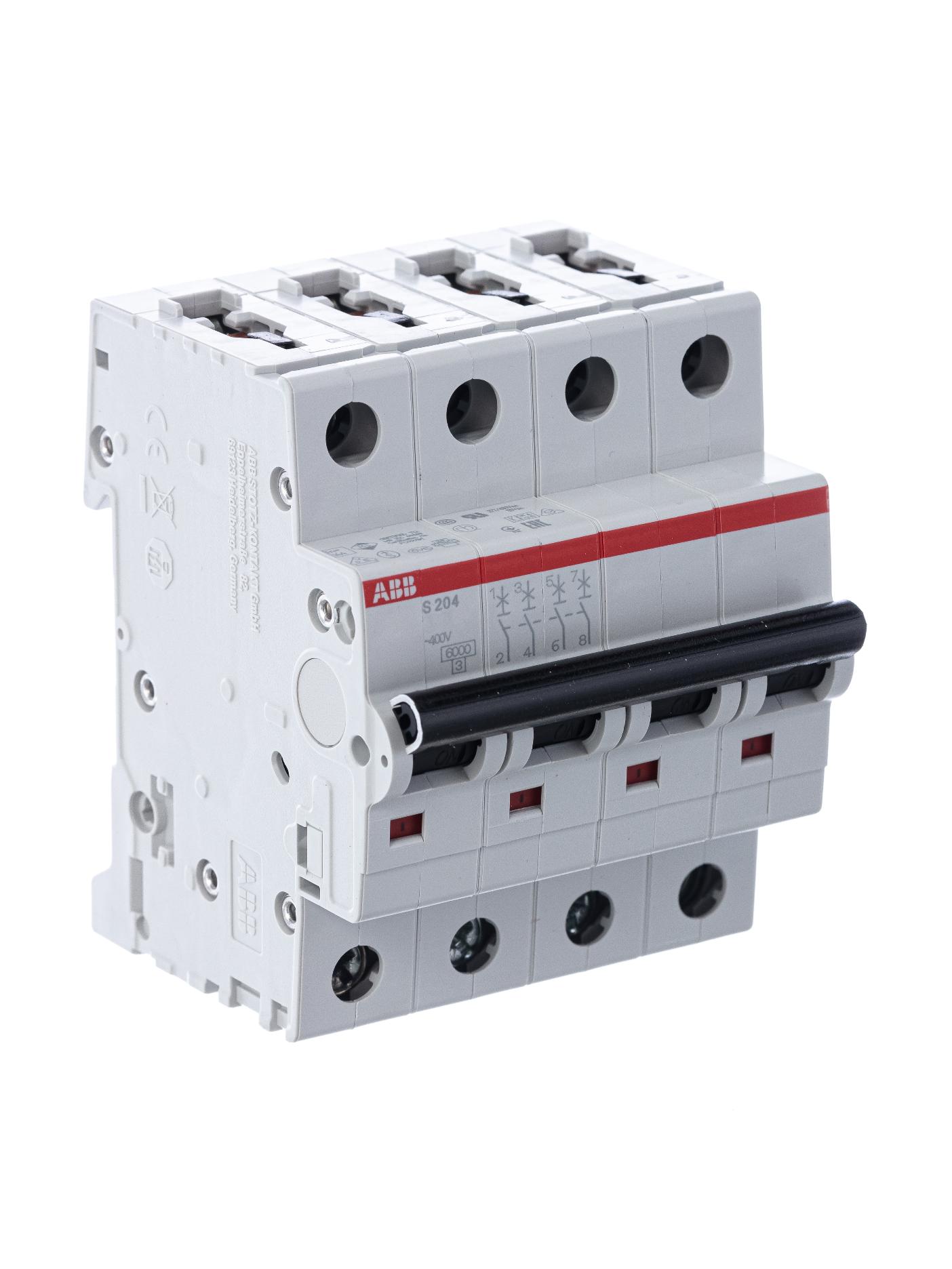 S204 C80 Автоматический выключатель 4-полюсный 80А 6кА (хар-ка C) ABB 2CDS254001R0804 2CDS254001R0804 - магазин электротехники Electroshop