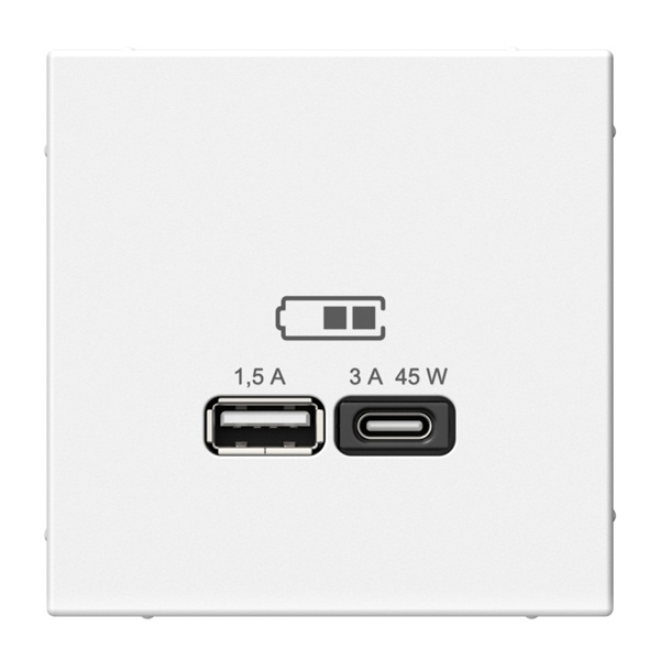 Зарядка USB ArtGallery тип-А и тип-C 45Вт QC PD лотос Systeme Electric GAL001329 GAL001329 - магазин электротехники Electroshop