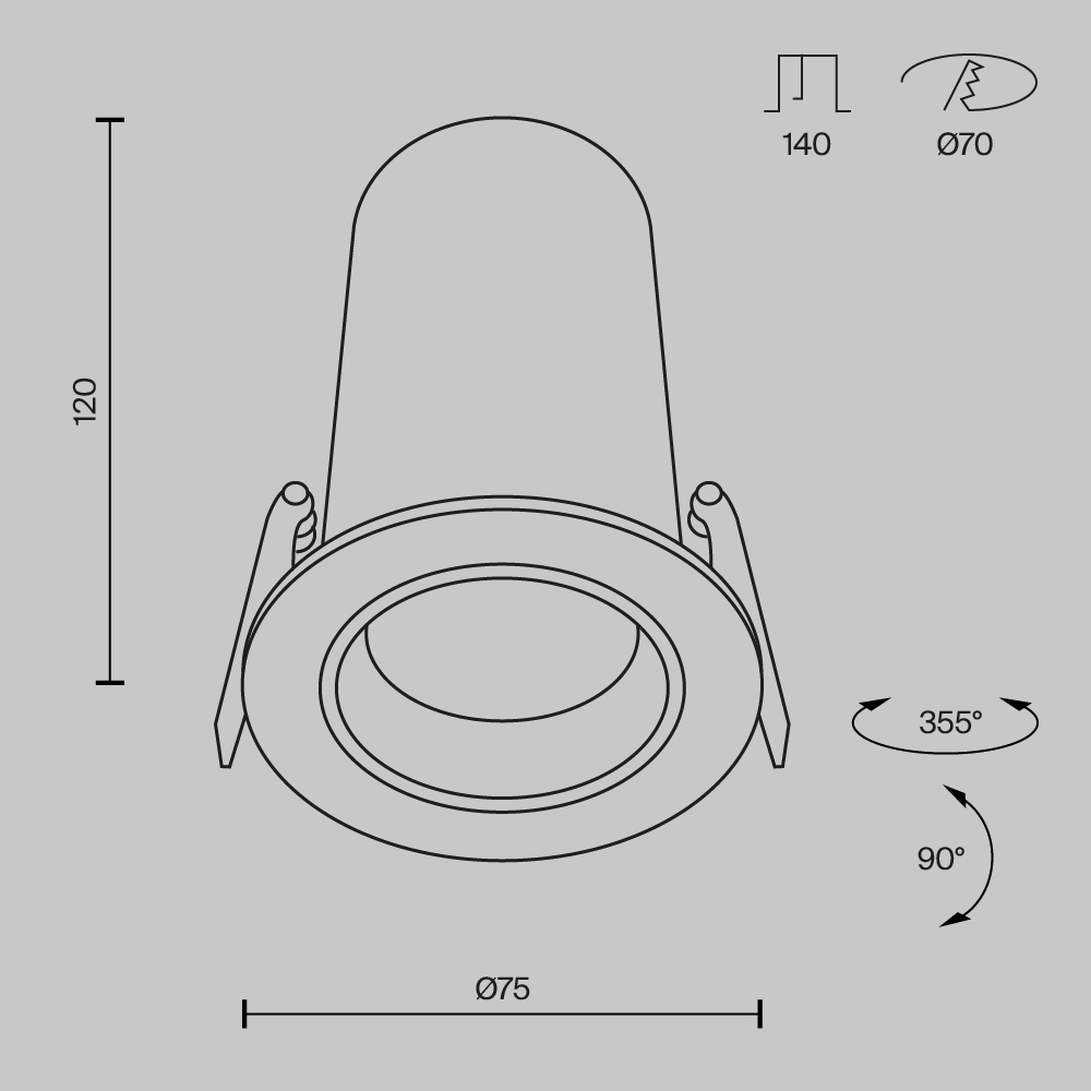 Встраиваемый спот Maytoni Technical Focus Led DL125-L12-3K-B DL125-L12-3K-B - магазин электротехники Electroshop