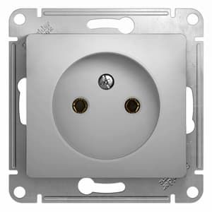 Розетка без заземления 16А механизм Systeme Electric Glossa алюминий GSL000341 GSL000341 - магазин электротехники Electroshop