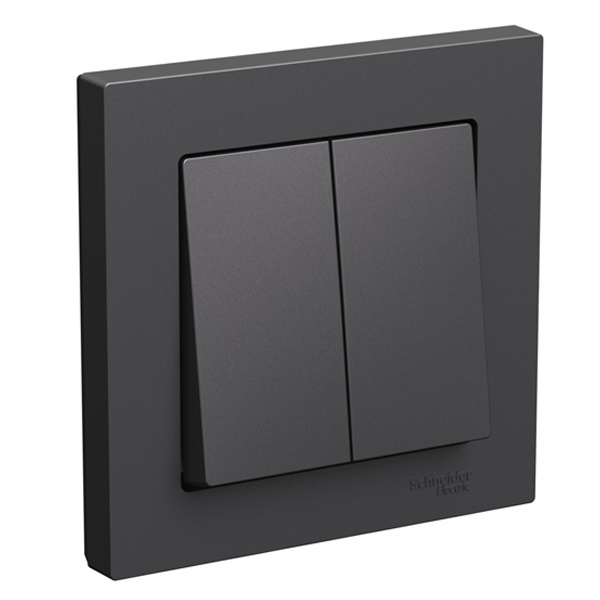 Двухклавишный выключатель 10А в сборе AtlasDesign базальт Systeme Electric ATN001452 ATN001452 - магазин электротехники Electroshop