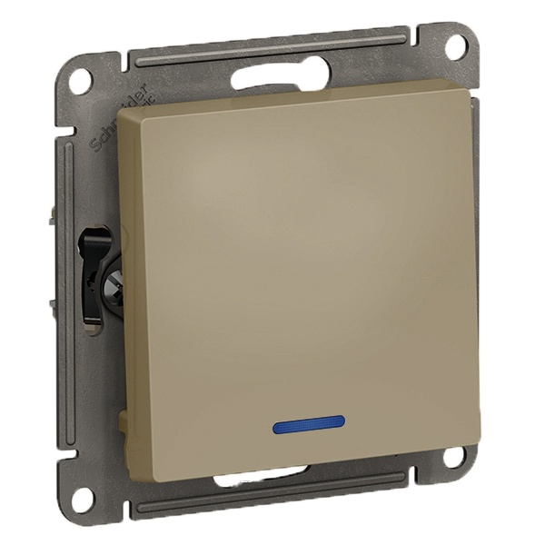 Одноклавишный выключатель с подсветкой 10А AtlasDesign шампань Systeme Electric ATN000513 ATN000513 - магазин электротехники Electroshop