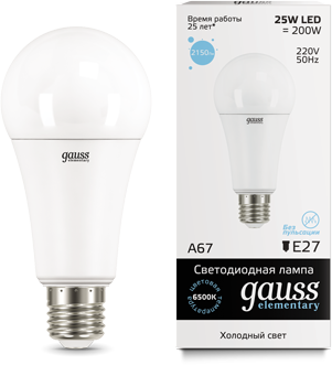 Лампа Gauss LED Elementary A67 25W E27 6500K 73235 73235 - магазин электротехники Electroshop