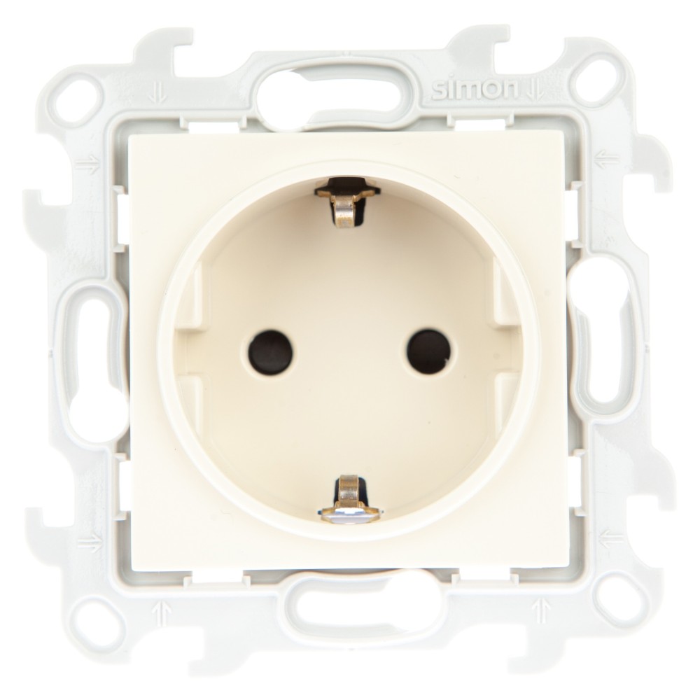 Розетка 2К+З Schuko с защитными шторками Simon 24 Harmonie слоновая кость 2450432-031 2450432-031 - магазин электротехники Electroshop