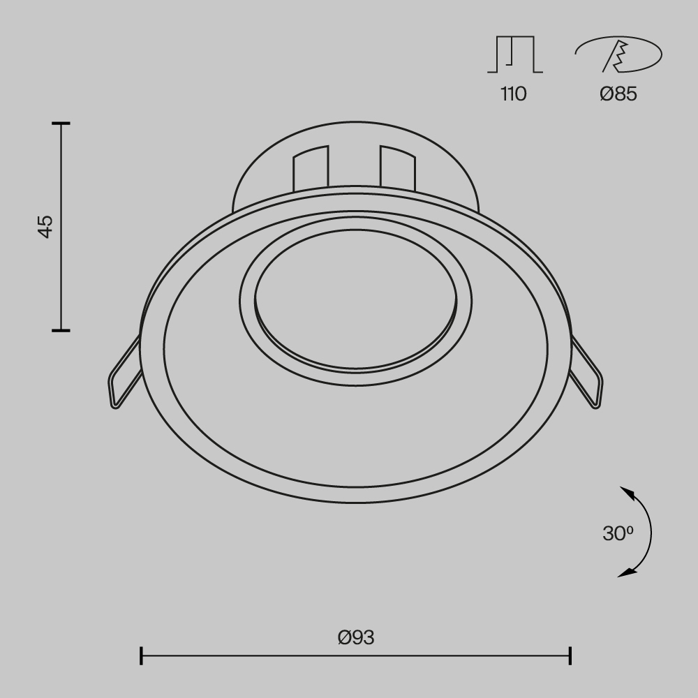 Встраиваемый светильник Maytoni Dot DL028-2-01B DL028-2-01B - магазин электротехники Electroshop