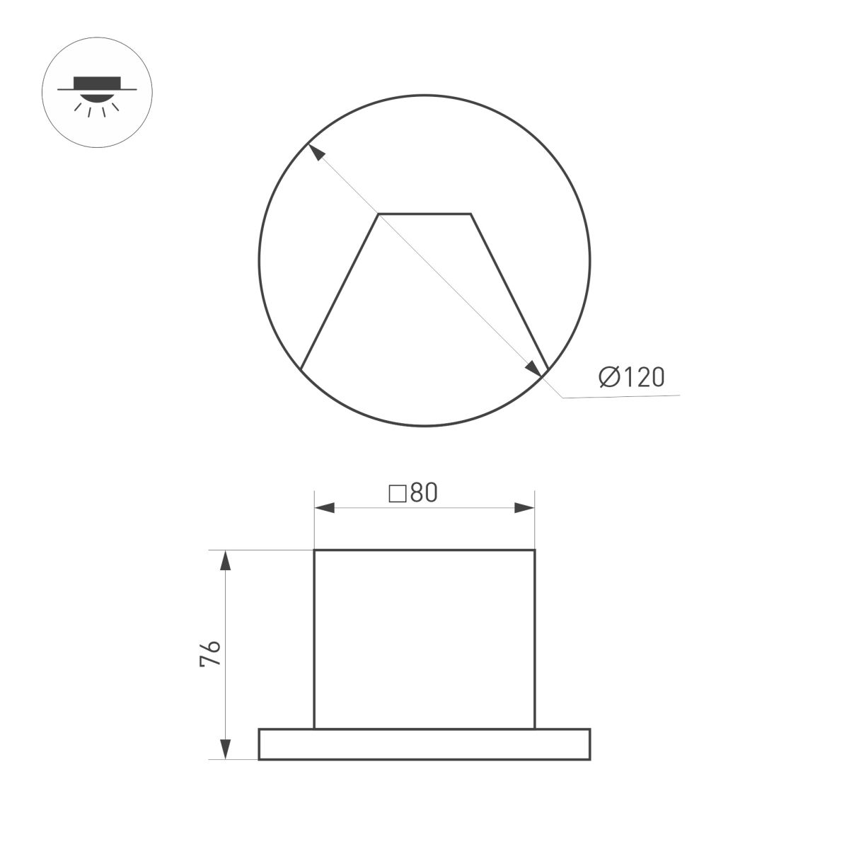 Светильник для ступеней Arlight LT-TIE-R120-3W Warm3000 (WH, 75x30 deg, 230V) (IP65 Бетон) 050869 050869 - магазин электротехники Electroshop