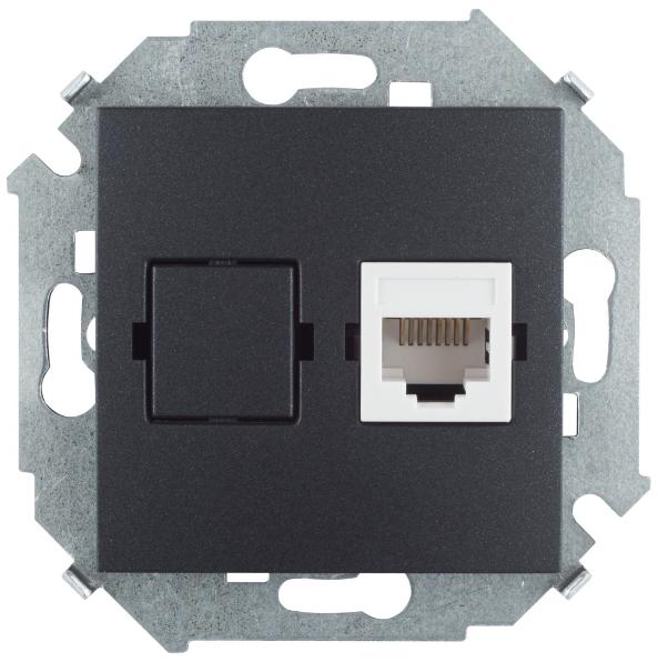Розетка компьютерная RJ45 кат.5е Systimax Simon 15 графит 1591598-038 1591598-038 - магазин электротехники Electroshop
