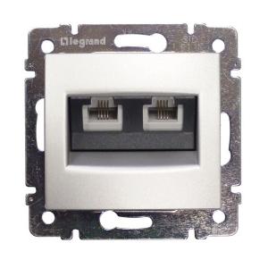 Розетка 2-ая телефонная Legrand серии Valena 2хRJ11. Цвет - алюминий 770139 770139 - магазин электротехники Electroshop