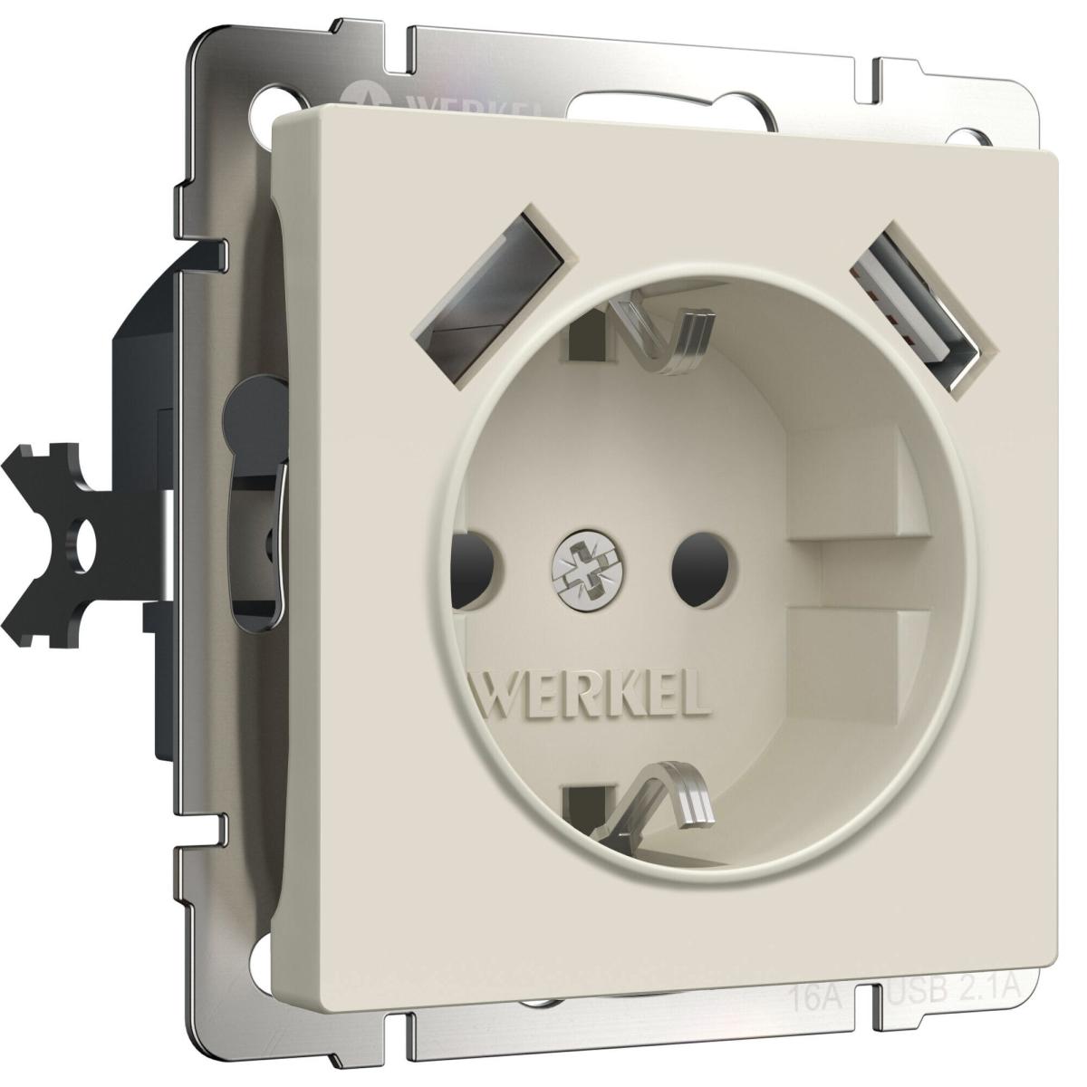 Розетка с заземлением, шторками и USBх2 Werkel 4690389192005 W1171562 a062426 4690389192005 - магазин электротехники Electroshop