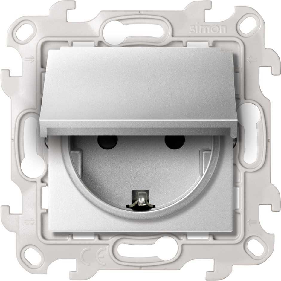 Розетка 2К+З Schuko IP44 Simon 24 Harmonie алюминий 2450448-033 2450448-033 - магазин электротехники Electroshop