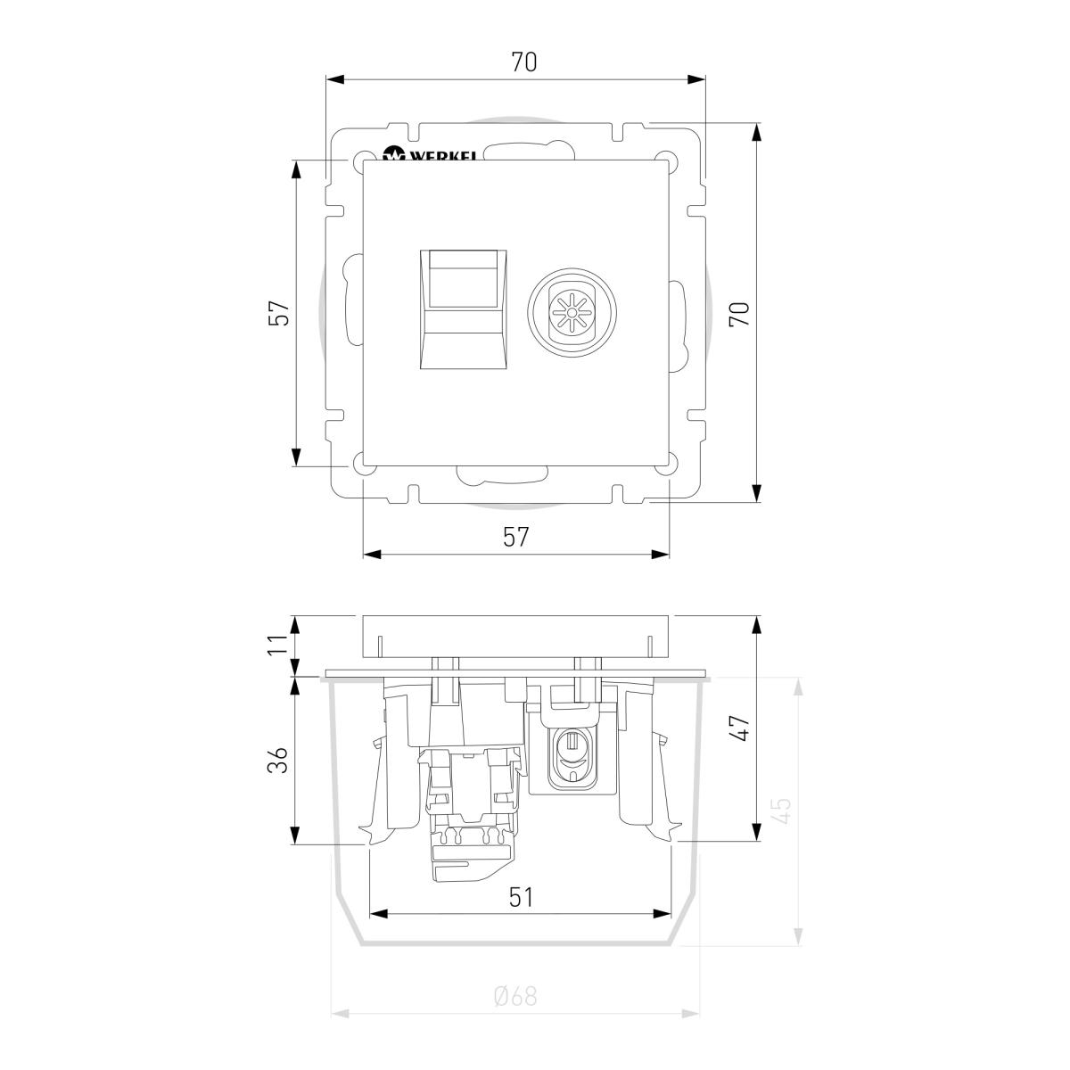 Розетка ТВ+Ethernet Werkel 4690389174476 W1181303 4690389174476 - магазин электротехники Electroshop