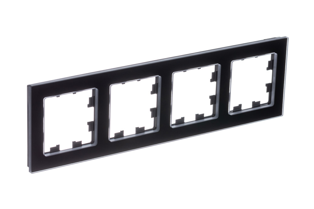 Рамка AtlasDesign Nature 4 поста натуральное стекло черный Systeme Electric ATN361004 ATN361004 - магазин электротехники Electroshop