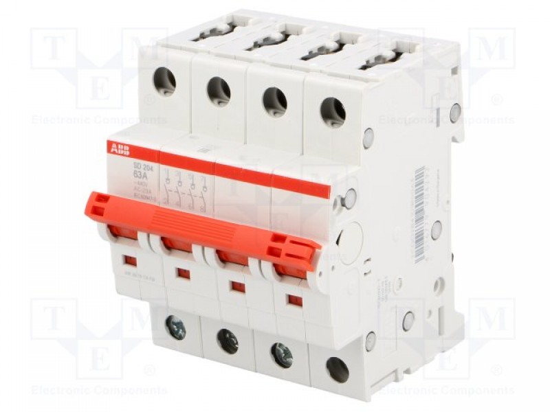 SD204/25 Рубильник 4-полюсный модульный 25А (красный рычаг) ABB 2CDD284101R0025 2CDD284101R0025 - магазин электротехники Electroshop
