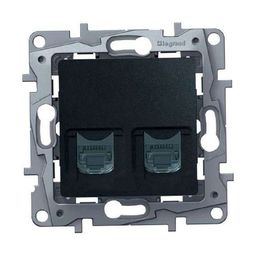 Розетка телефон+компьютер Legrand Etika RJ11+RJ45 Cat5 UTP, антрацит 672652 672652 - магазин электротехники Electroshop