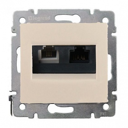 Розетка телефон+компьютер Legrand серии Valena RJ11+RJ45 Cat6 UTP. Цвет - слоновая кость 774180 774180 - магазин электротехники Electroshop