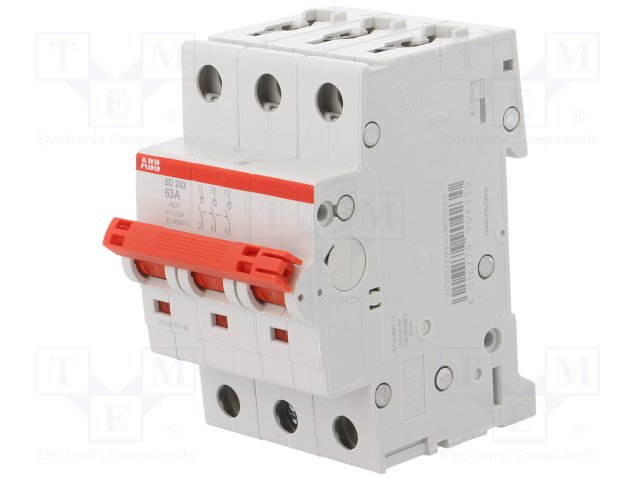 SD203/63 Рубильник 3-полюсный модульный 63А (красный рычаг) ABB 2CDD283101R0063 2CDD283101R0063 - магазин электротехники Electroshop