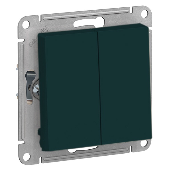 Двухклавишный выключатель 10А AtlasDesign изумруд Systeme Electric ATN000851S ATN000851S - магазин электротехники Electroshop