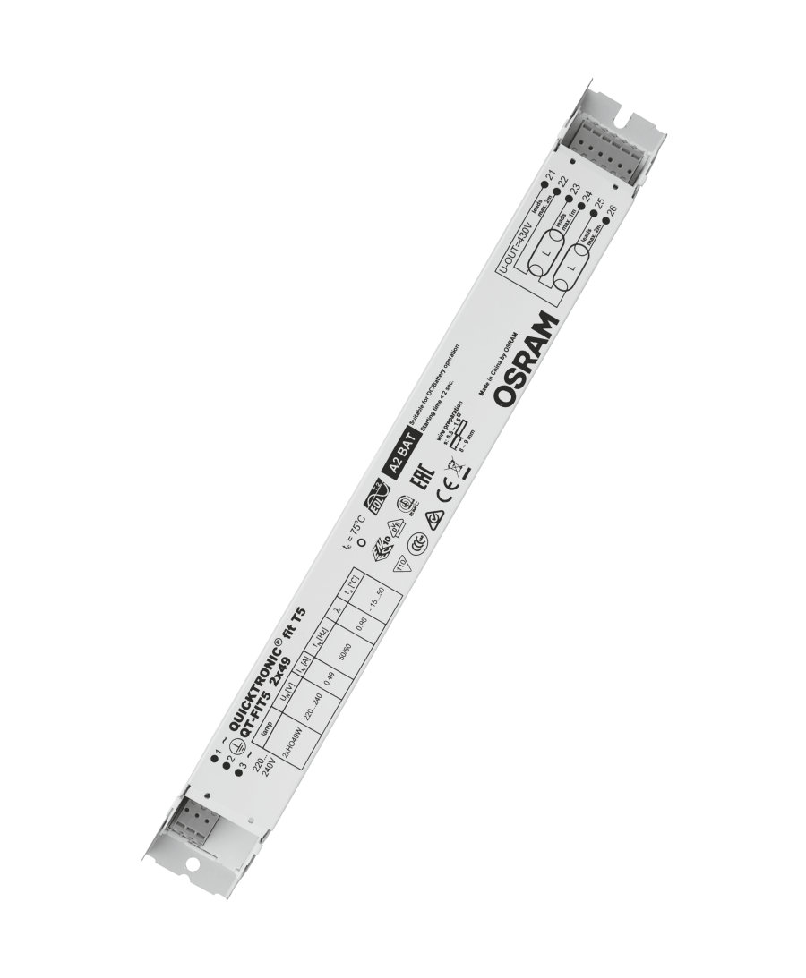 ЭПРА Osram QT-FIT5 2X49/220-240 VS20 280х30х21mm для люминесцентных ламп T5 4008321832153 4008321832153 - магазин электротехники Electroshop