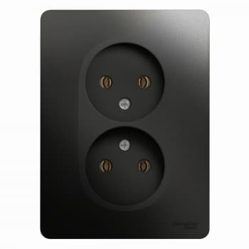 Розетка двойная без заземления16А в сборе Schneider Electric Glossa антрацит GSL000720 GSL000720 - магазин электротехники Electroshop
