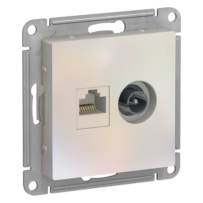 Розетка двойная ТV + компьютерная RJ45 кат 5Е AtlasDesign жемчуг Systeme Electric ATN000489 ATN000489 - магазин электротехники Electroshop