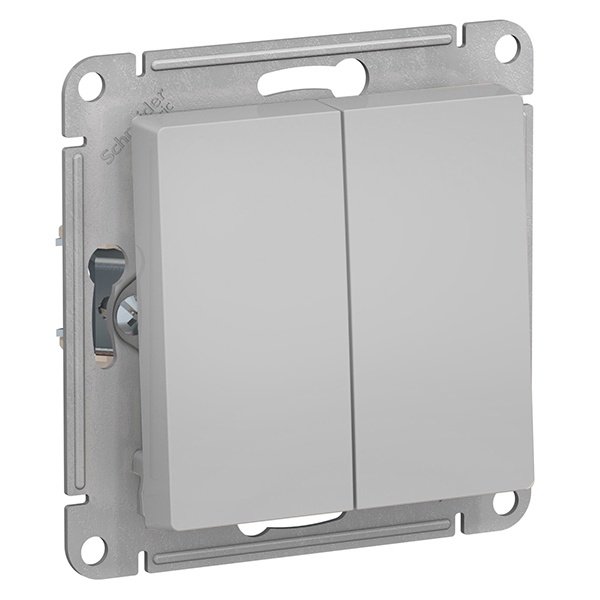 Двухклавишный переключатель 10А AtlasDesign алюминий Systeme Electric ATN000365 ATN000365 - магазин электротехники Electroshop