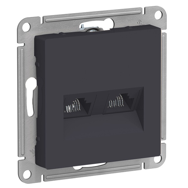 Розетка двойная компьютерная RJ45+RJ45 кат 5E AtlasDesign карбон Systeme Electric ATN001085 ATN001085 - магазин электротехники Electroshop