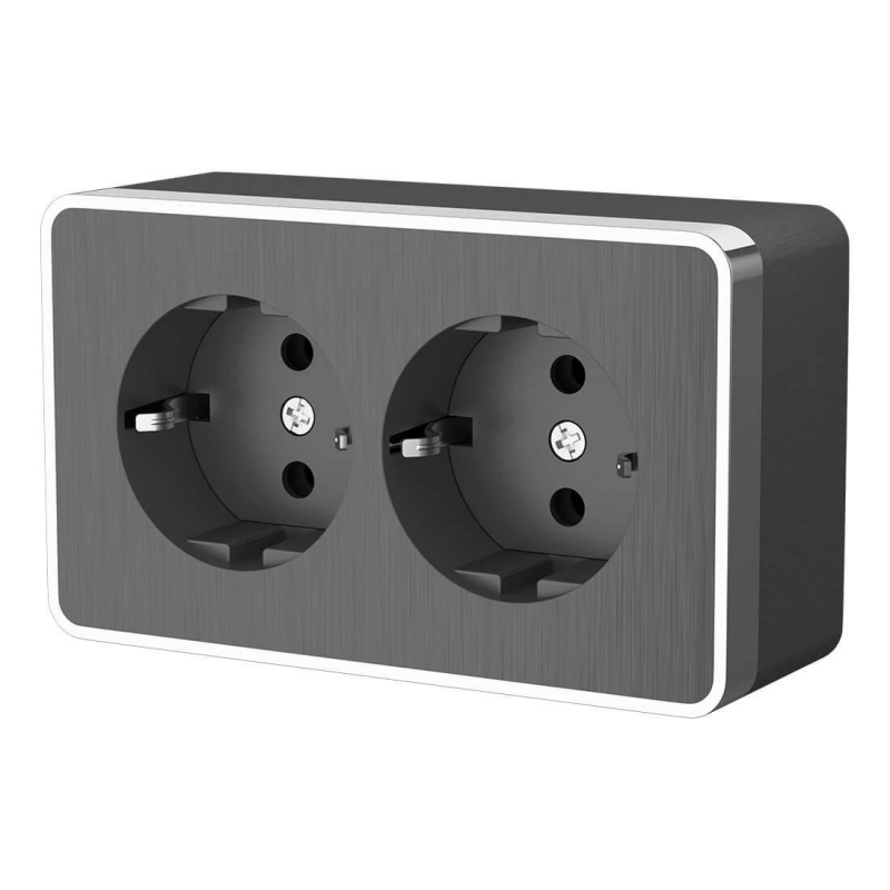 Розетка двойная с заземлением Werkel Gallant графит рифленый W5072104 4690389164675 4690389164675 - магазин электротехники Electroshop