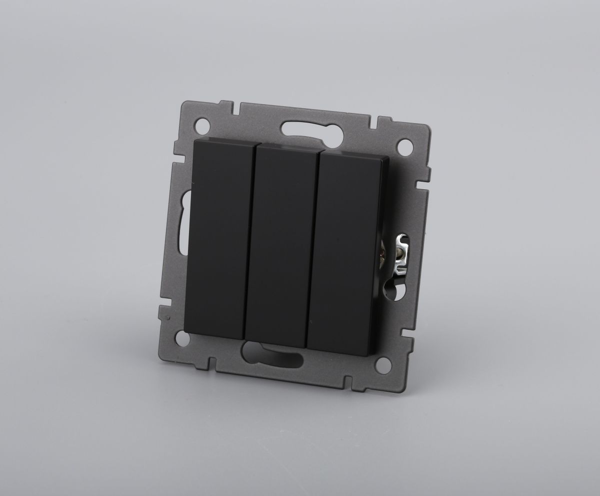 Механизм выключателя трехклавишный непроходной Arlight SWT-MK03-PL-BK-V (250V, 10A) 049897 049897 - магазин электротехники Electroshop