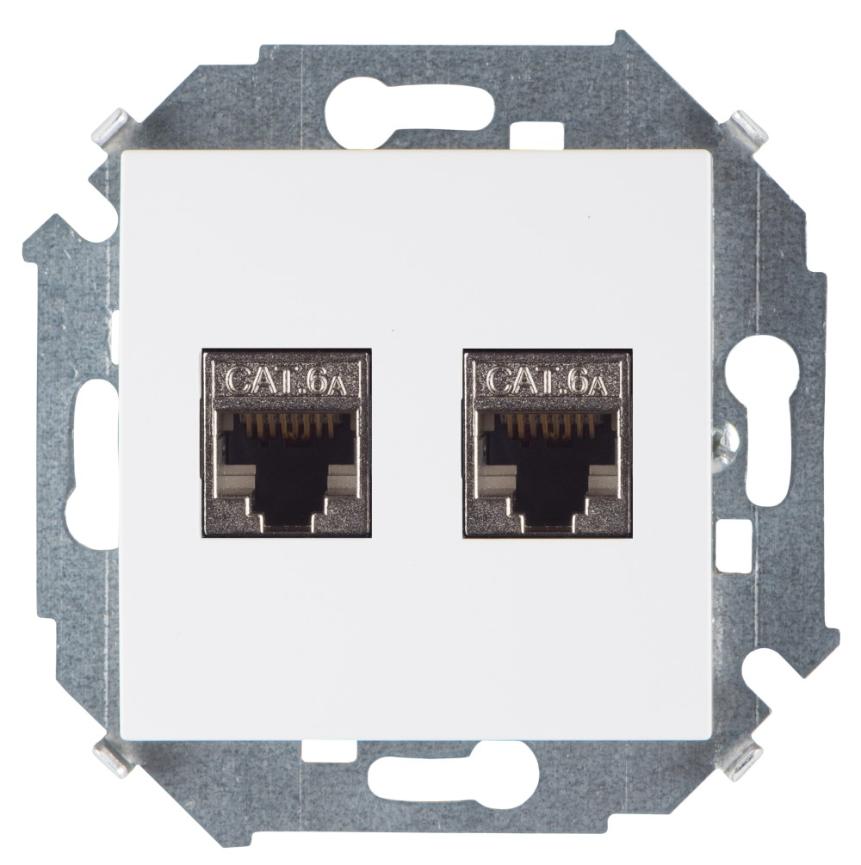 Розетка компьютерная двойная RJ45 кат.6a Systimax Simon 15 белый 1591564-030 1591564-030 - магазин электротехники Electroshop