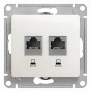 Розетка двойная компьютерная RJ45+RJ45 кат.5E механизм Schneider Electric Glossa белый GSL000185KK GSL000185KK - магазин электротехники Electroshop