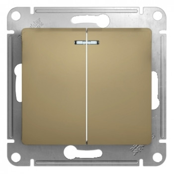 Двухклавишный выключатель с подсветкой 10А механизм Schneider Electric Glossa титан GSL000453 GSL000453 - магазин электротехники Electroshop
