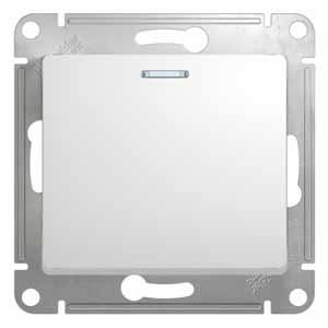 Одноклавишный выключатель с подсветкой 10А механизм Schneider Electric Glossa белый GSL000113 GSL000113 - магазин электротехники Electroshop