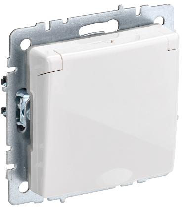 Розетка 1-местная с/з со шторками с крышкой IP44 16А IEK BRITE РСбш10-3-44-БрБ белый BR-R16-16-44-K01 BR-R16-16-44-K01 - магазин электротехники Electroshop