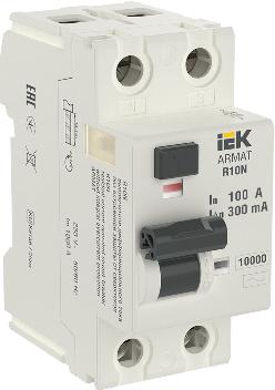 УЗО ARMAT ВДТ R10N 2P 100А 300мА тип AC ИЭК (ВДТ) AR-R10N-2-100C300 AR-R10N-2-100C300 - магазин электротехники Electroshop