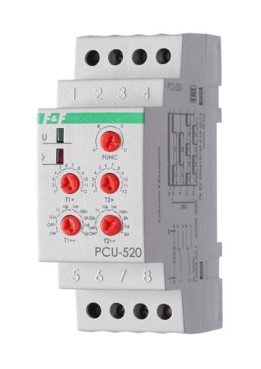 Реле времени многофункциональное F&F PCU-520 0.1с - 24дн. 2Х8А 2NO/NC EA02.001.012 EA02.001.012 - магазин электротехники Electroshop