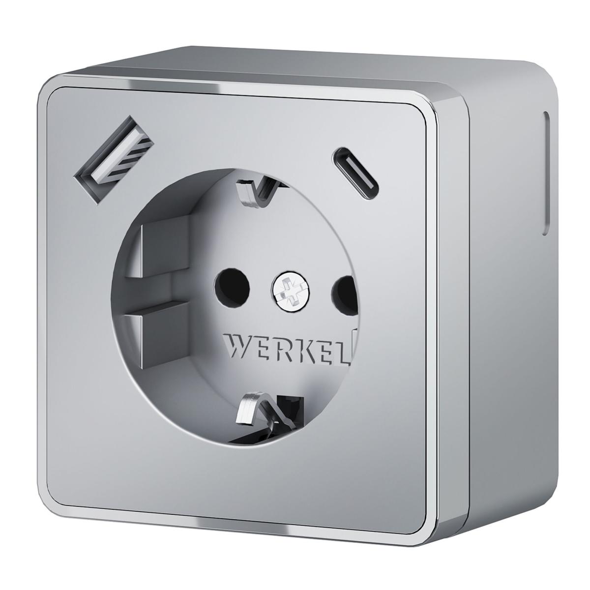 Розетка с заземлением, шторками и USB тип A+C Werkel Gallant W5071706 4690389179624 a057701 4690389179624 - магазин электротехники Electroshop