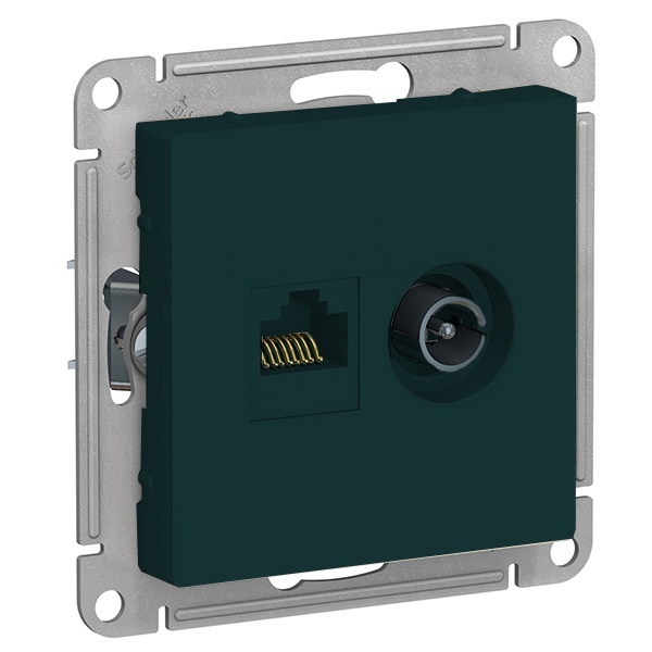 Розетка двойная ТV + компьютерная RJ45 кат 5Е AtlasDesign изумруд Systeme Electric ATN000889 ATN000889 - магазин электротехники Electroshop